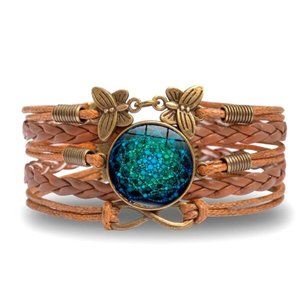 Leather flower bracelet
